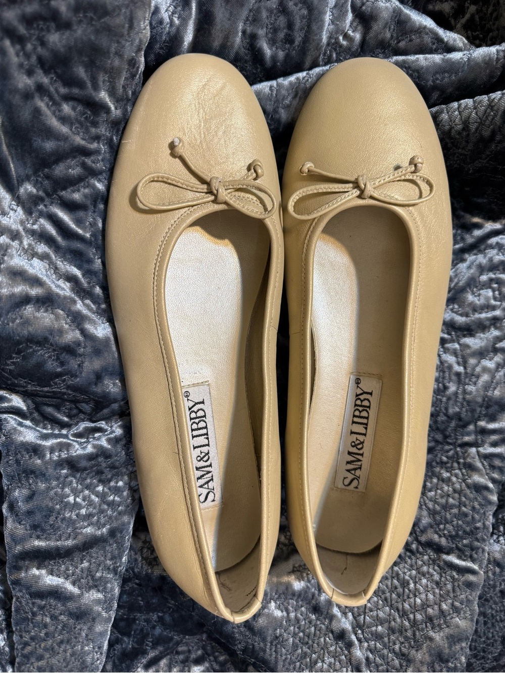 Sam & Libby Tan Ballet Flats with Bow 8.5 M